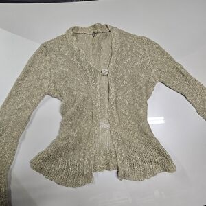 One Girl Who Light Tan Cardigan